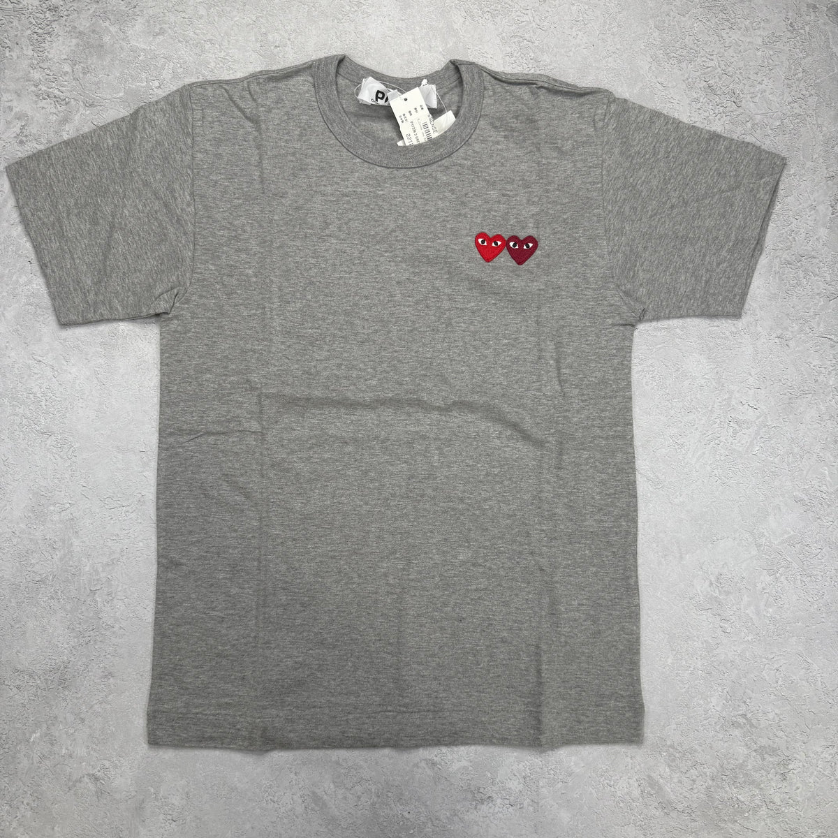 Comme des Garcons PLAY Play Double Hearts T-shirt Grey