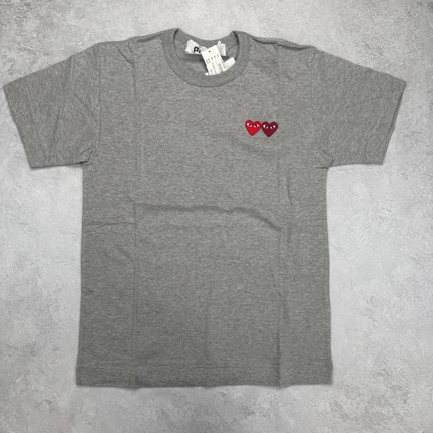 Comme des Garcons PLAY Play Double Hearts T-shirt Grey