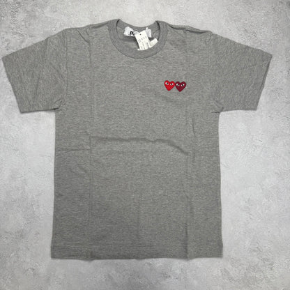 Comme des Garcons PLAY Play Double Hearts T-shirt Grey