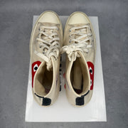 Converse Chuck Taylor All Star 70 Hi Comme des Garcons PLAY White *pre-owned* SIZE 10