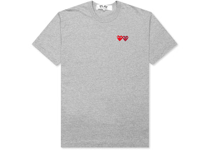 Comme des Garcons PLAY Play Double Hearts T-shirt Grey