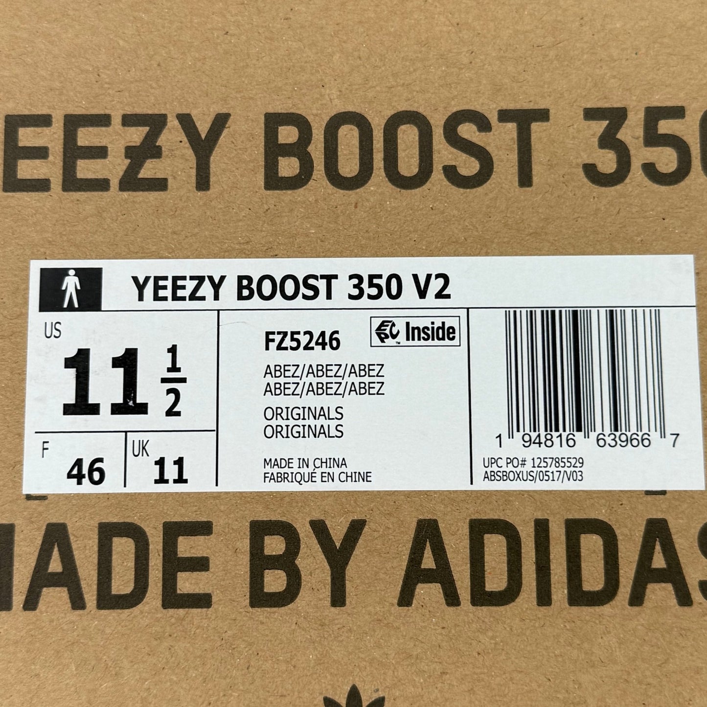 adidas Yeezy Boost 350 V2 Natural *pre - owned* SIZE 11.5 - Kicks Collective PA - adidas - FZ5246 - Men's Shoes - 11.5M/13W - Pre - Owned