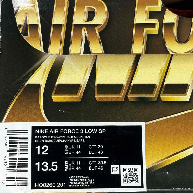 Nike Air Force 3 Low SP Nigo Baroque Brown - Kicks Collective PA - Nike - HQ0260 - 201 - Men's Shoes - 12M/13.5W - Brand New