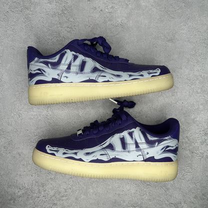 Nike Air Force 1 Low '07 QS Purple Skeleton Halloween (2021) *pre-owned* SIZE 8.5