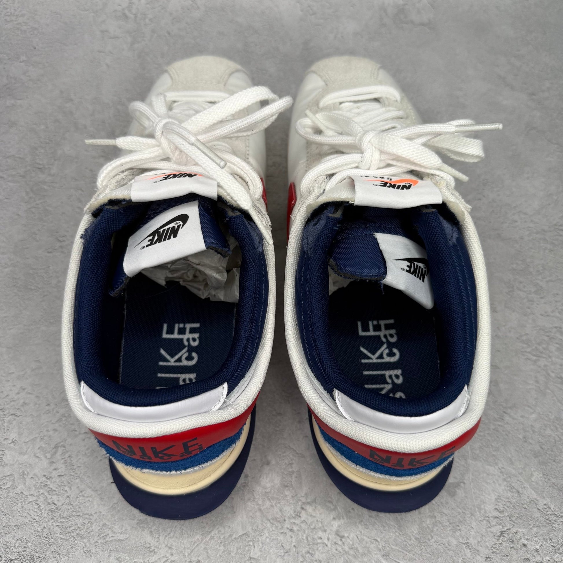 Nike Zoom Cortez SP sacai White University Red Blue *pre - owned* SIZE 11.5 - Kicks Collective PA - Nike - DQ0581 - 100 - Men's Shoes - 11.5M/13W - Pre - Owned