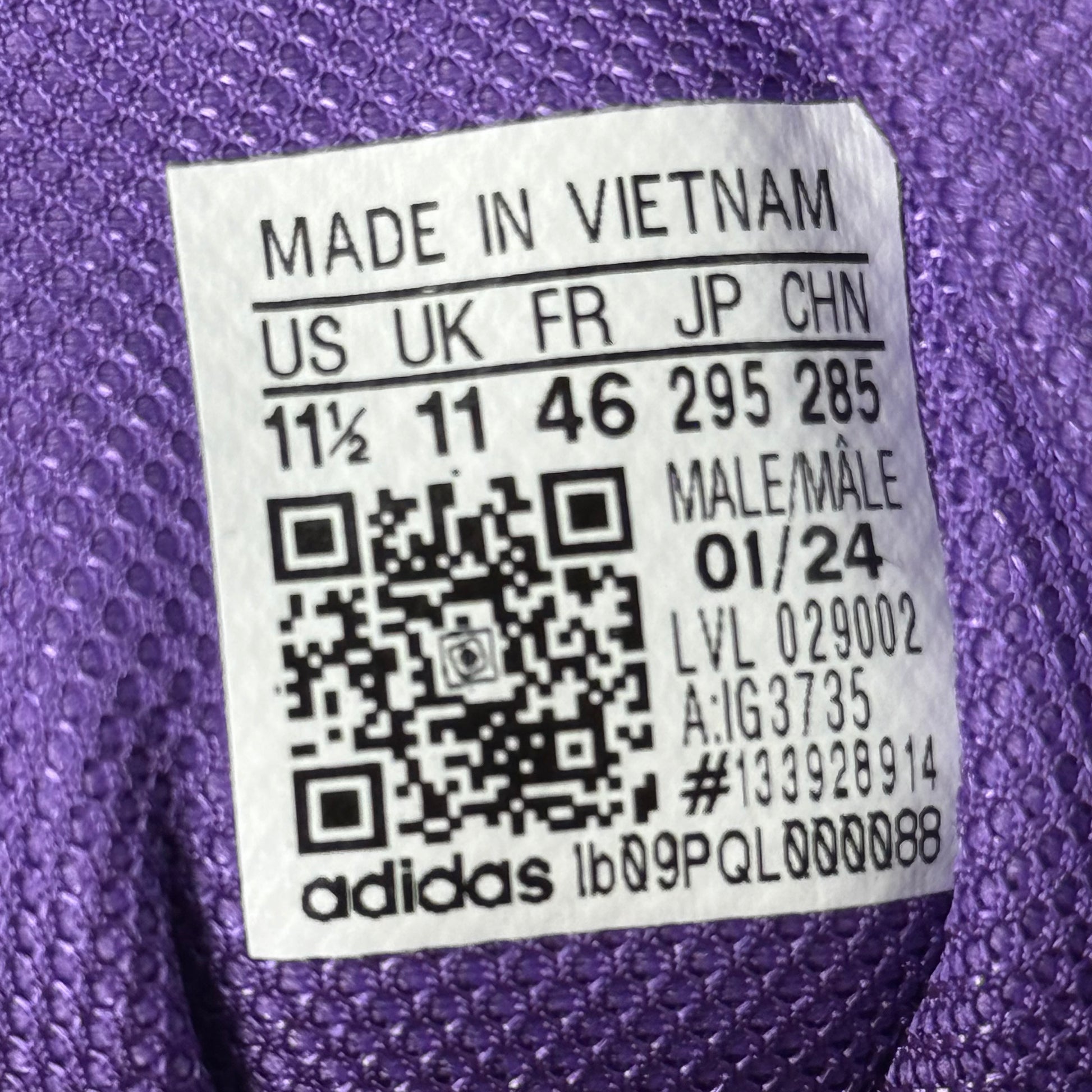 adidas Crazy 1 Cream White Active Purple *pre-owned* SIZE 11.5