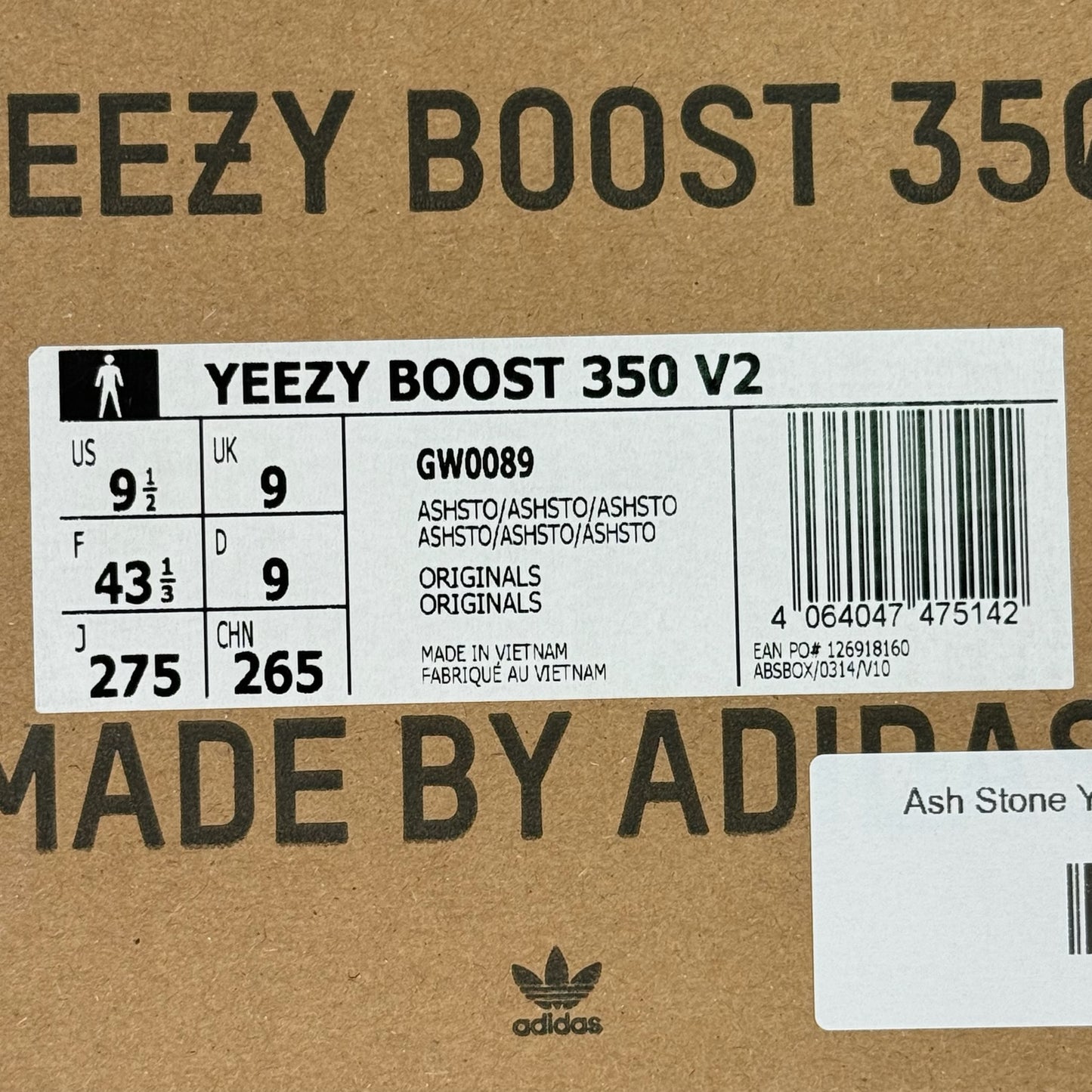 adidas Yeezy Boost 350 V2 Ash Stone *pre - owned* SIZE 9.5 - Kicks Collective PA - adidas - GW0089 - Men's Shoes - 9.5M/11W - Pre - Owned