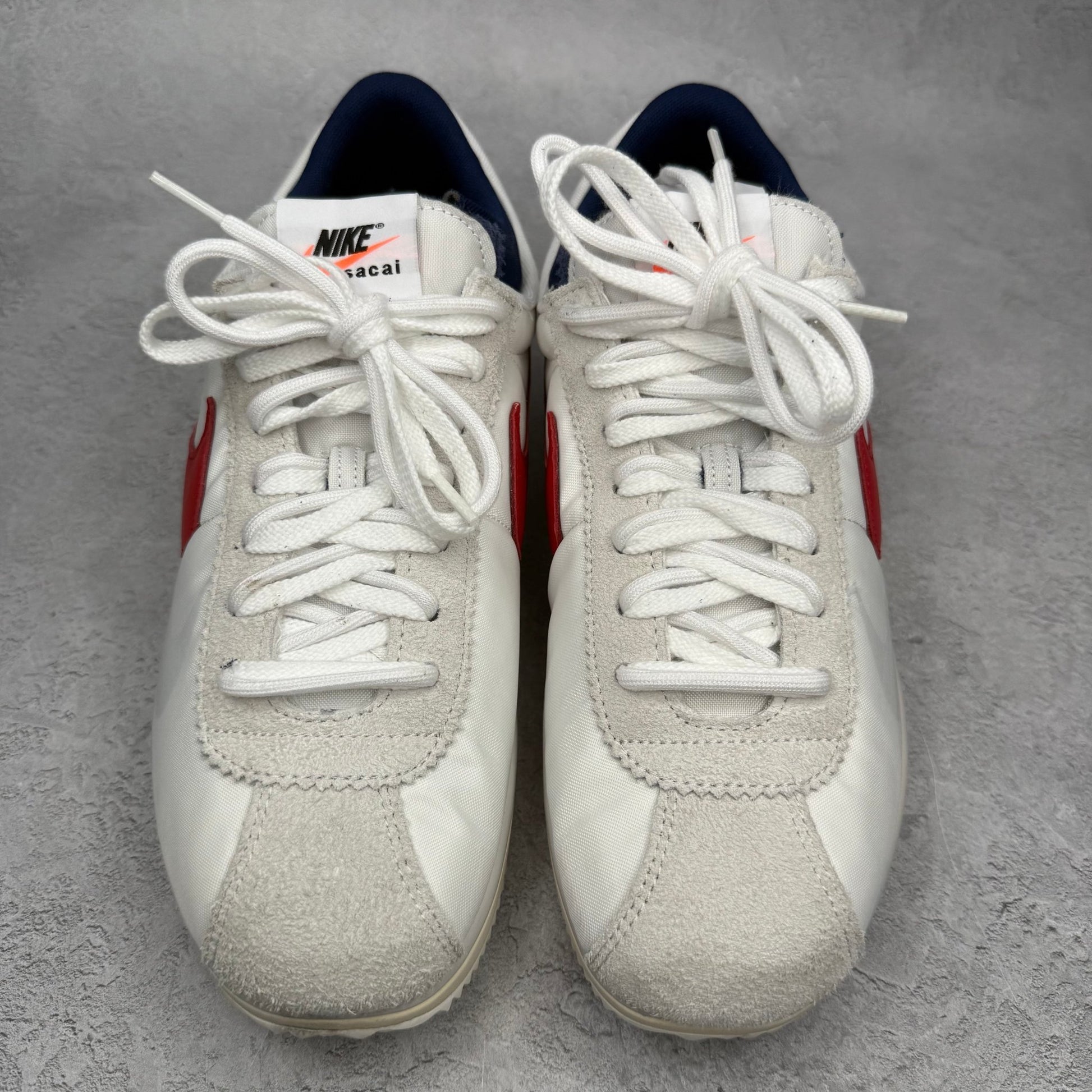 Nike Zoom Cortez SP sacai White University Red Blue *pre - owned* SIZE 11.5 - Kicks Collective PA - Nike - DQ0581 - 100 - Men's Shoes - 11.5M/13W - Pre - Owned