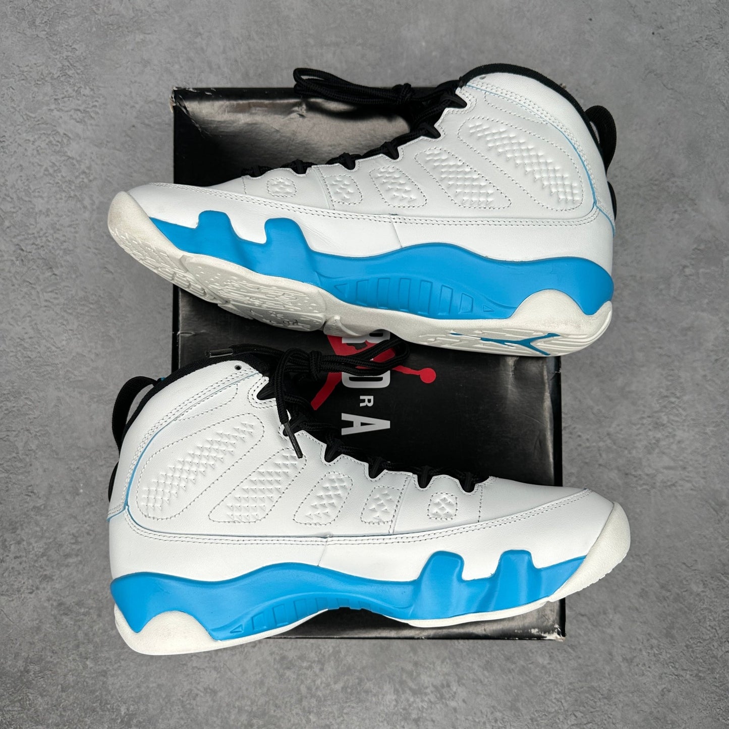 Jordan 9 Retro Powder Blue (2024) *pre - owned* SIZE 9.5 - Kicks Collective PA - Jordan - FQ8992-101 - Men's Shoes - 9.5M/11W - Pre - Owned - Original Box (Damaged)