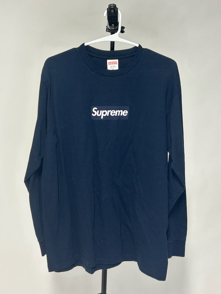 Supreme Box Logo L/S Tee Navy *pre-owned* SIZE M