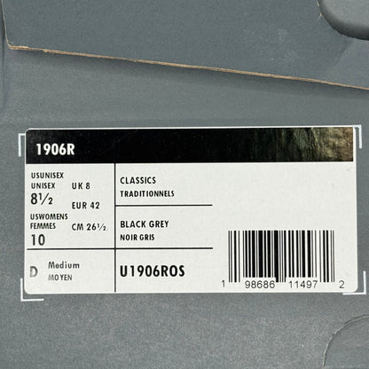 New Balance 1906R Black Metallic Silver *pre-owned* SIZE 8.5