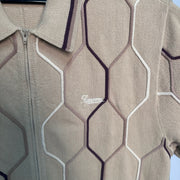 Supreme Hex Zip Up Polo Tan *pre-owned* SIZE XL
