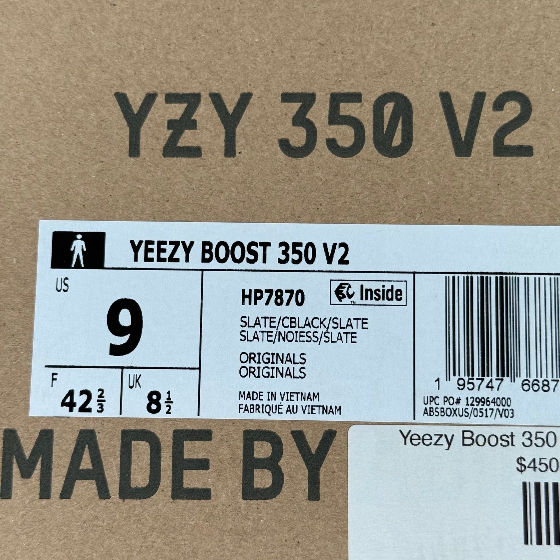 adidas Yeezy Boost 350 V2 Slate *pre - owned* SIZE 9 - Kicks Collective PA - adidas - HP7870 - Men's Shoes - 9M/10.5W - Pre - Owned