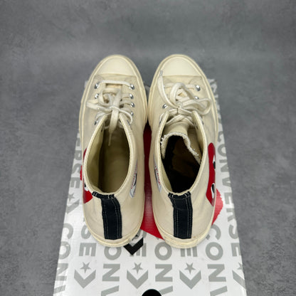 Converse Chuck Taylor All Star 70 Hi Comme des Garcons PLAY White *pre-owned* SIZE 10M/12W