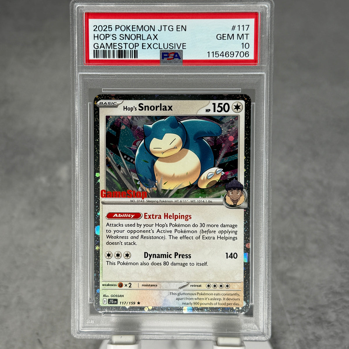 Hop's Snorlax - 117/159 (GameStop) (Cosmos Holo) PSA 10 GEM MINT