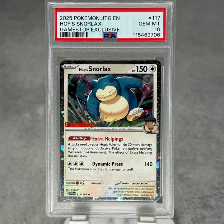 Hop's Snorlax - 117/159 (GameStop) (Cosmos Holo) PSA 10 GEM MINT