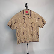 Supreme Hex Zip Up Polo Tan *pre-owned* SIZE XL
