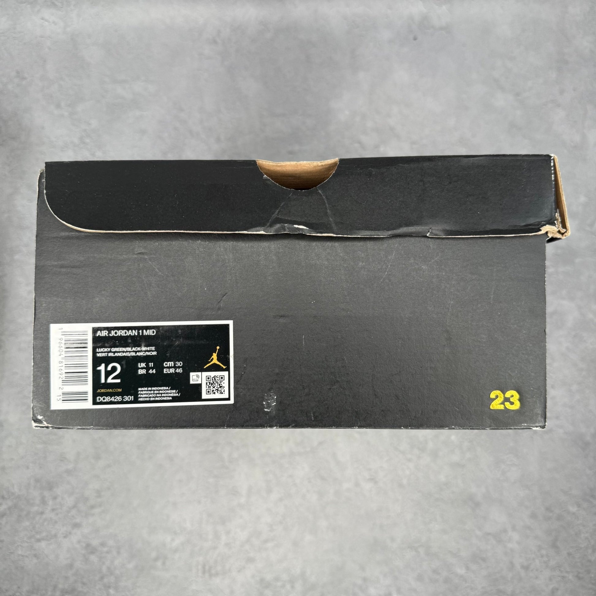 Jordan 1 Mid Lucky Green *pre - owned* SIZE 12 - Kicks Collective PA - Jordan - DQ8426-301 - Men's Shoes - 12M/13.5W - Pre - Owned - Original Box (Damaged)