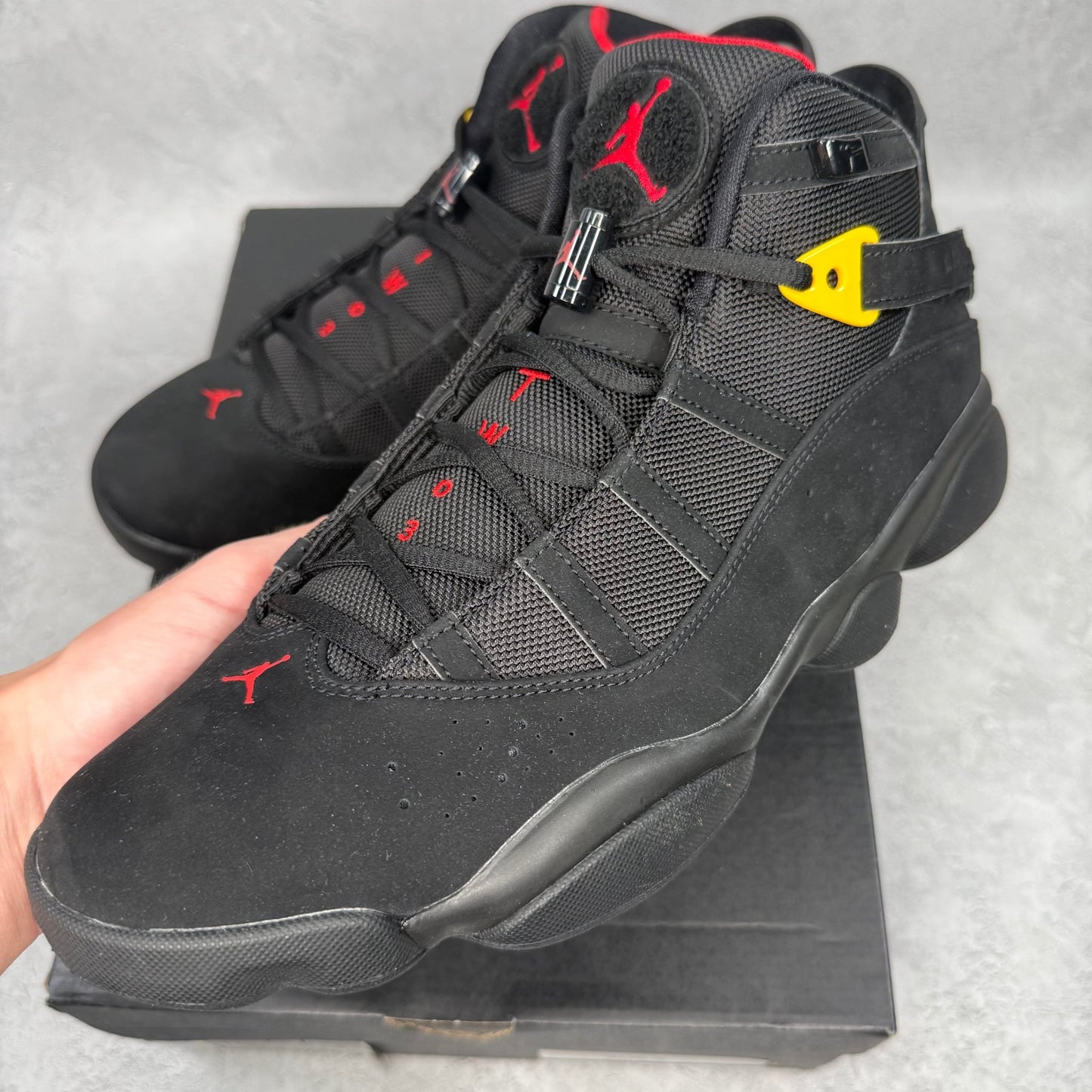Jordan 6 Rings Black Red Sulfur - Kicks Collective PA - Jordan - 322992 - 065 - Men's Shoes - 11.5M/13W - Brand New