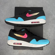 Nike Air Max 1 Jelly Swoosh Black Fuchsia Blue Fury *pre-owned* SIZE 8.5