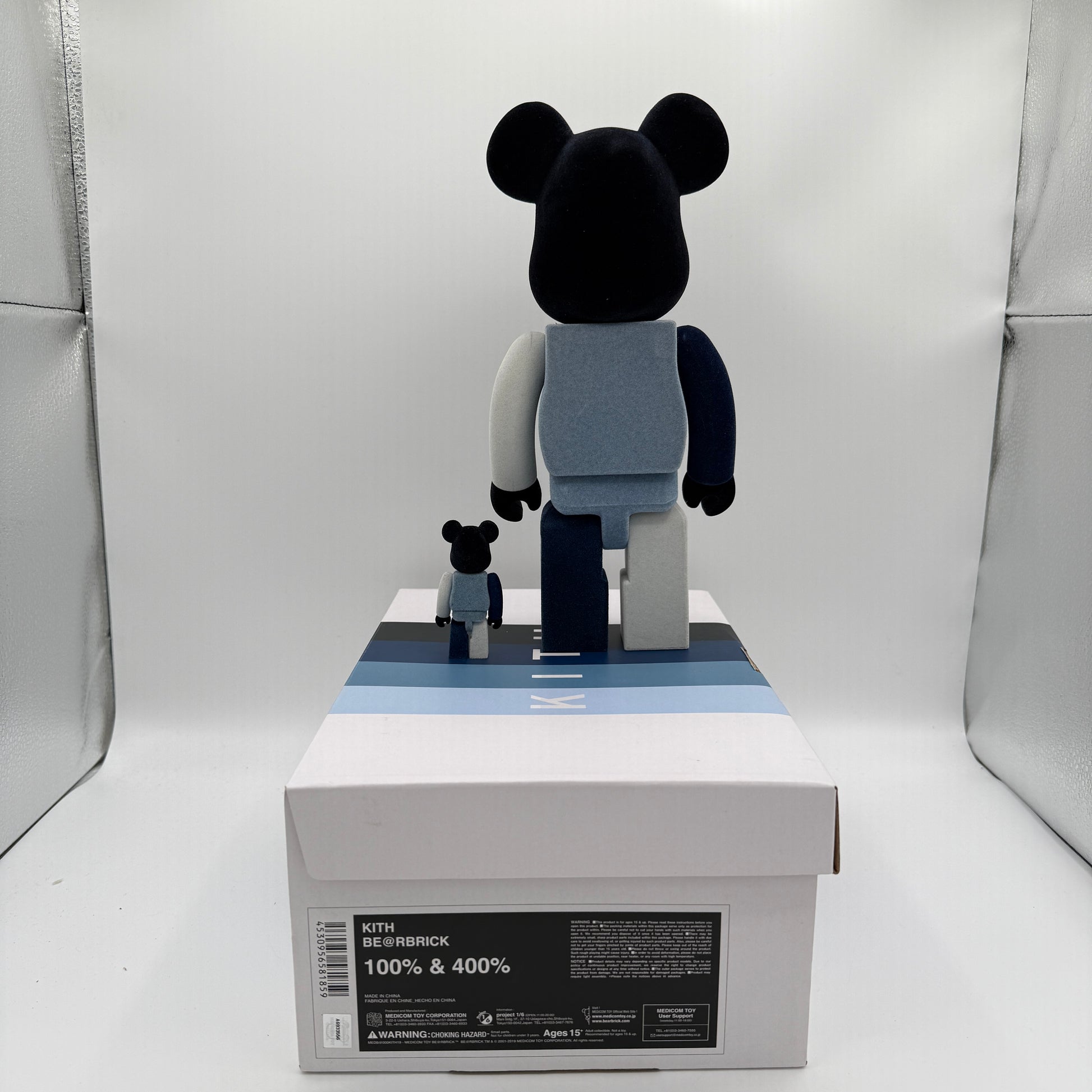 Bearbrick Kith 100% & 400% Set Summer Cool Multi Back of Small and Large Bear Figures
