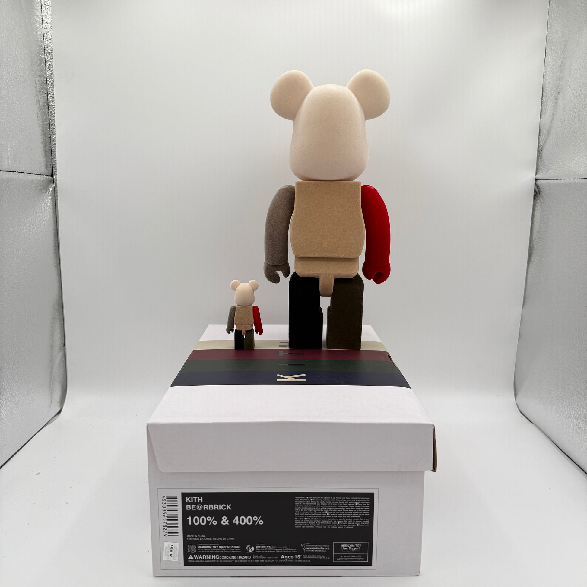 Bearbrick x Kith Flocked 100% & 400% Set Multi Back of Small and Large Bear Figure