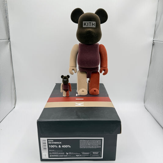 Bearbrick x Kith Monday Program Vol. 3 100% & 400% Set Flocked Front of Small and Large Bear Figures