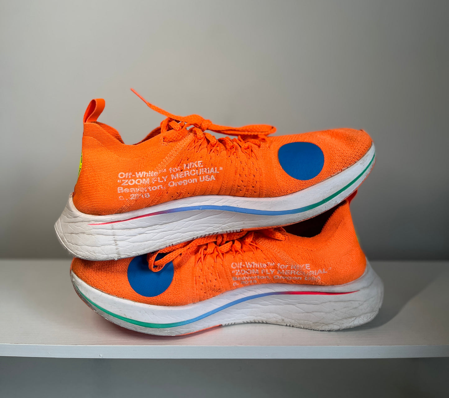 Nike Off White Zoom Fly Mercurial Total Orange (no box) *pre-owned* (SIZE 10.5)