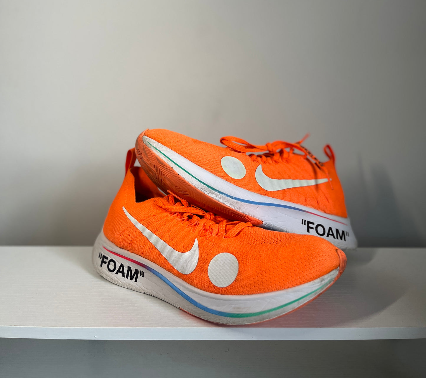 Nike Off White Zoom Fly Mercurial Total Orange (no box) *pre-owned* (SIZE 10.5)