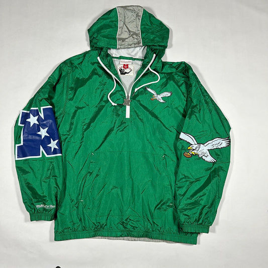 Philadelphia Eagles Mitchell & Ness Kelly Green Half-Zip Windbreaker - Large