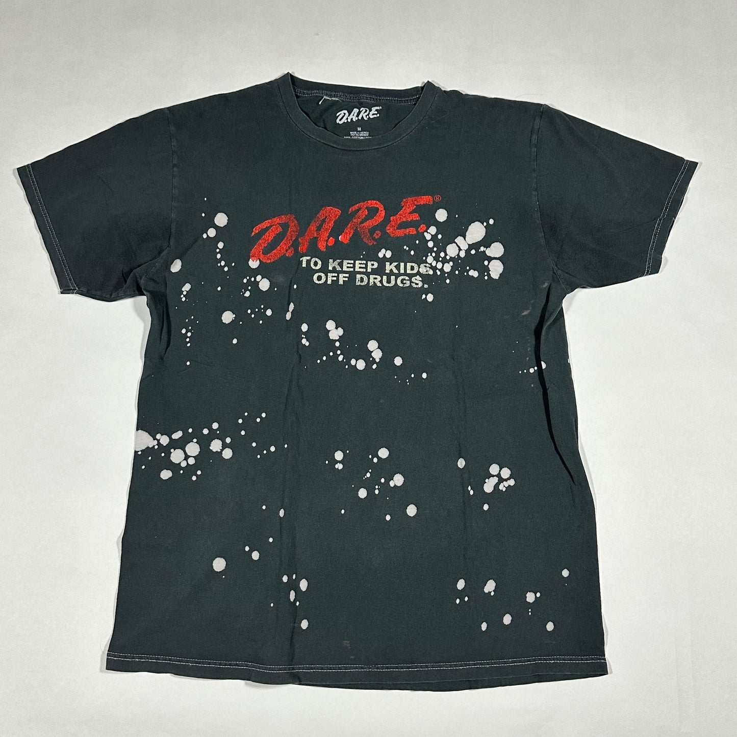 DARE Black Bleach Splatter T-Shirt - Medium