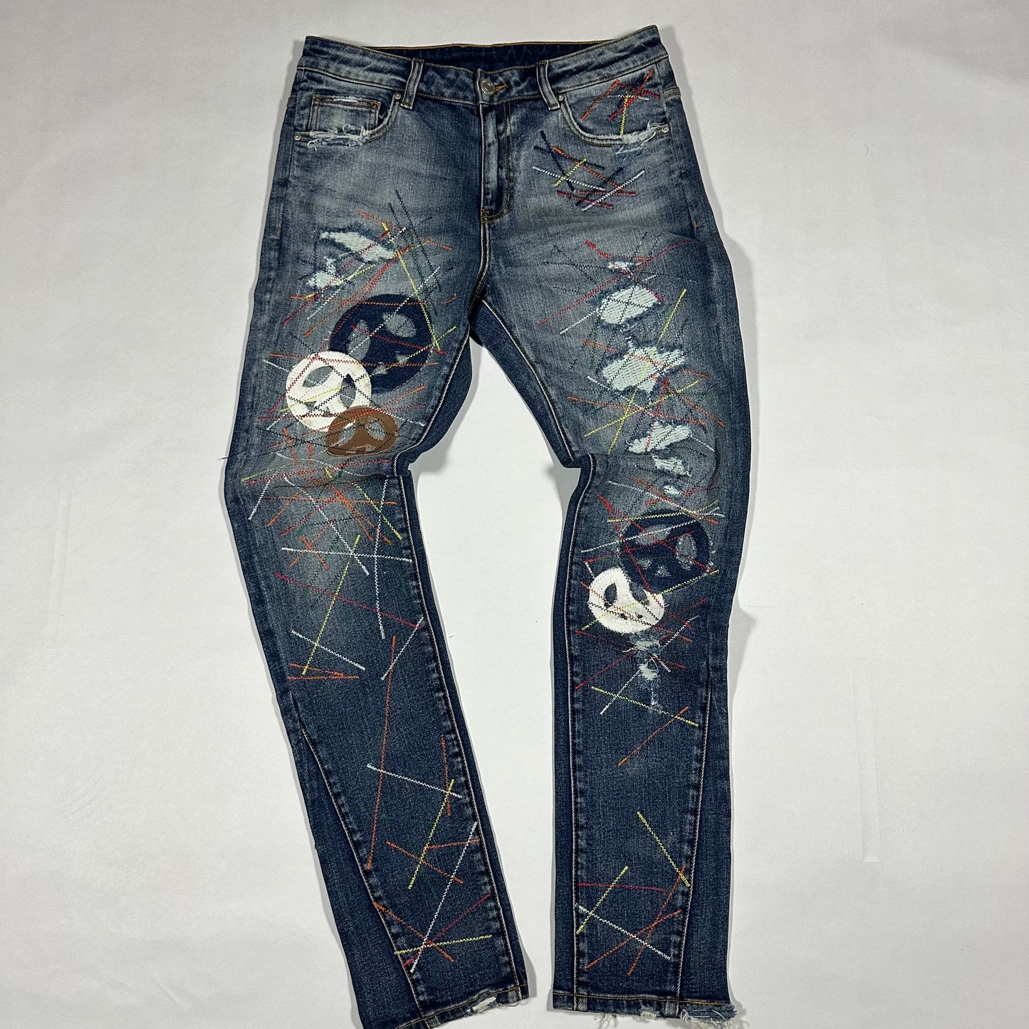 Peace Sign Embellish Jeans - 32x33