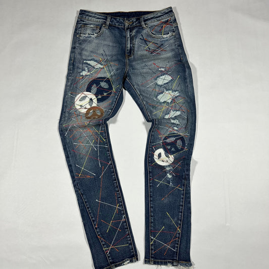 Peace Sign Embellish Jeans - 32x33