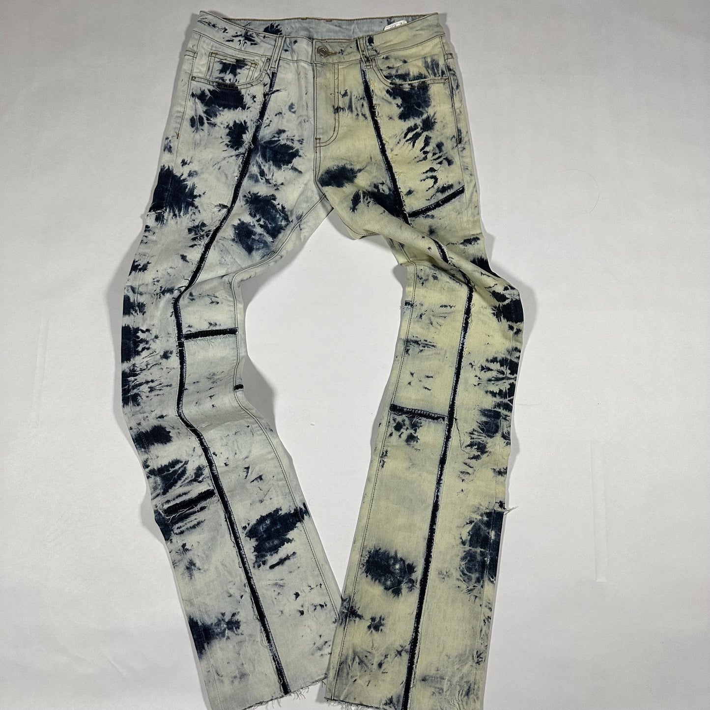 Patched Acid Dye Embellish Jeans - 32x32