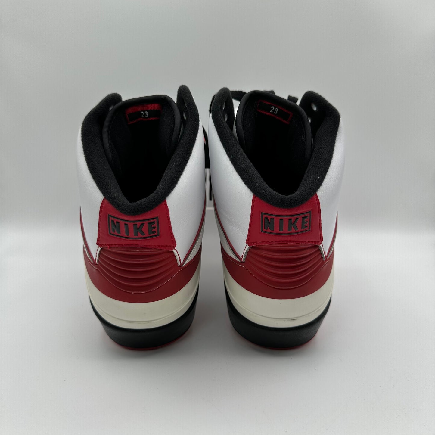 Jordan 2 Retro Chicago QF White Varsity Red Back of Shoes