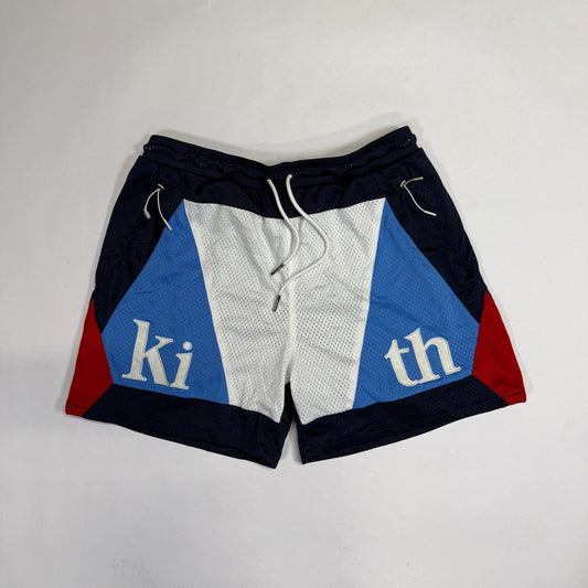 Kith Turbo Mesh Short Navy/Red/White front of shorts