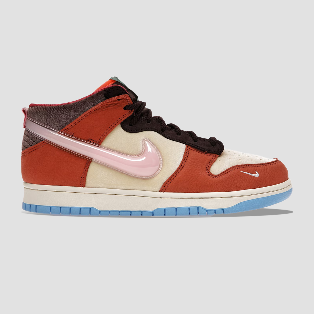 NikeDunkMidSocialStatusFreeLunchChocolateMilk outside of shoe