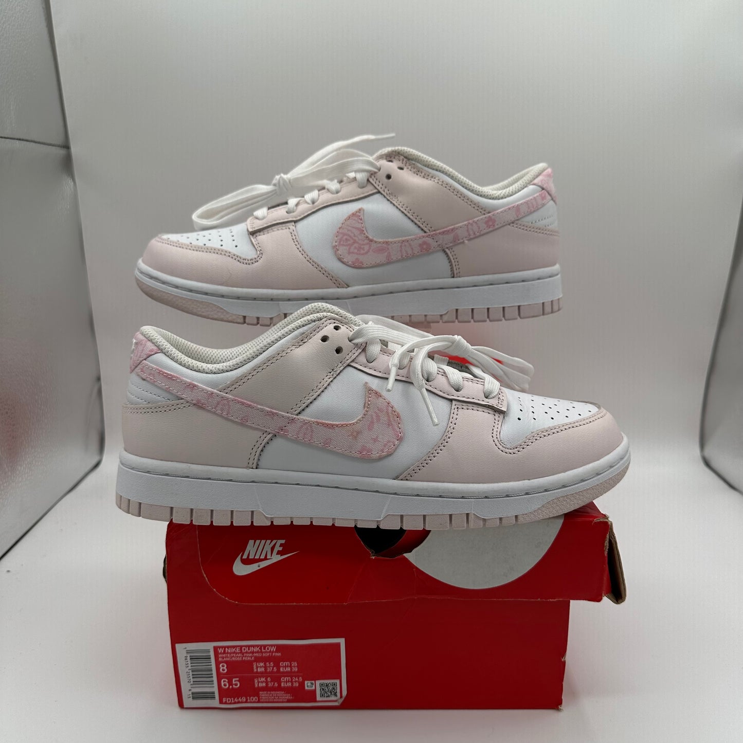 Nike Dunk Low Pink Paisley (Women’s) outsides of shoes