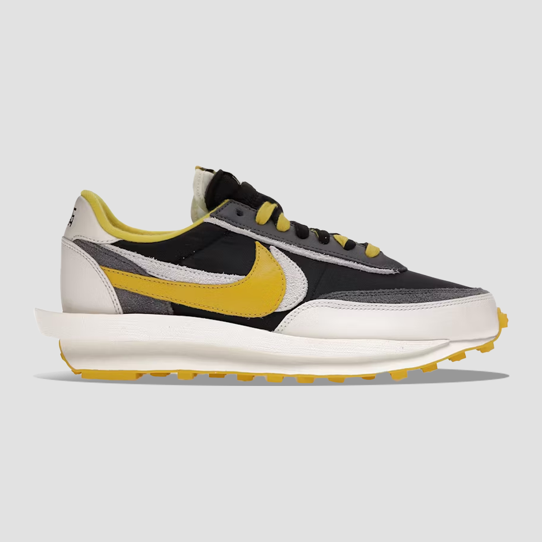 Nike LD Waffle sacai Undercover Black Bright Citron outisde of shoe