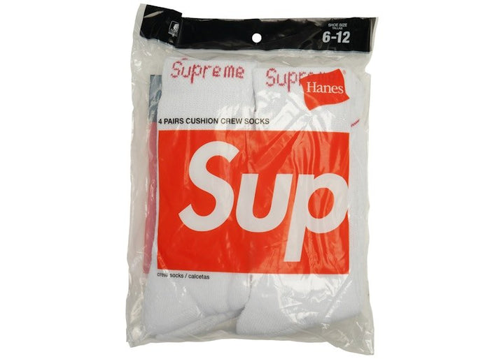 Supreme Hanes Crew Socks (4 Pack) White - Kicks Collective PA - Supreme - SUPREME-8PHJEMYS-OS - streetwear -