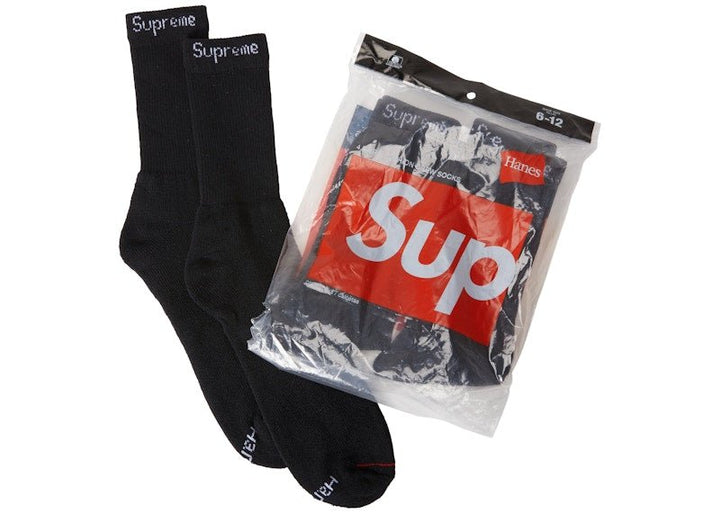 Supreme Hanes Socks (4 Pack) Black - Kicks Collective PA - Supreme - SUPREME-822HPQIW-OS - streetwear -