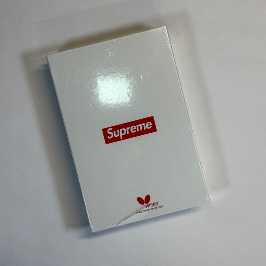 Supreme Butterfly Table Tennis Racket Set Checkerboard front of box