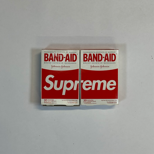 Supreme x Band Aid Adhesive Bandages (Box of 20) Red front of 2 Band-Aid Packages