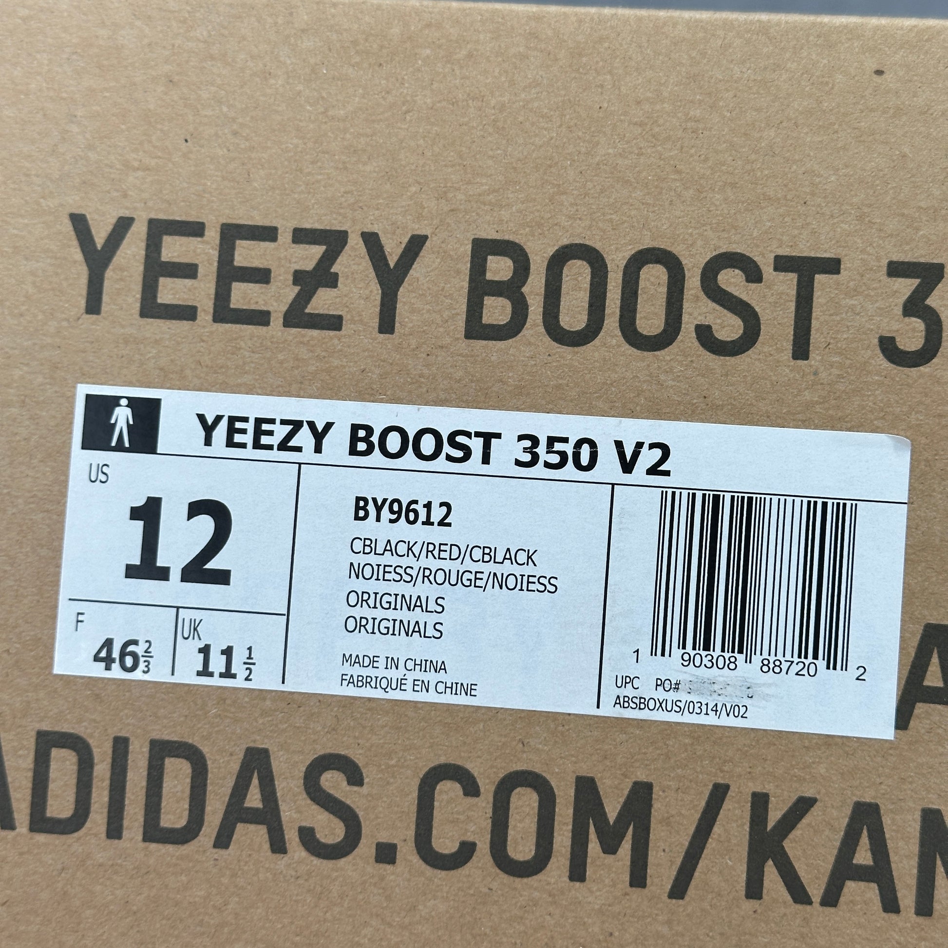 adidas Yeezy Boost 350 V2 Core Black Red VNDS *pre-owned* SIZE 12