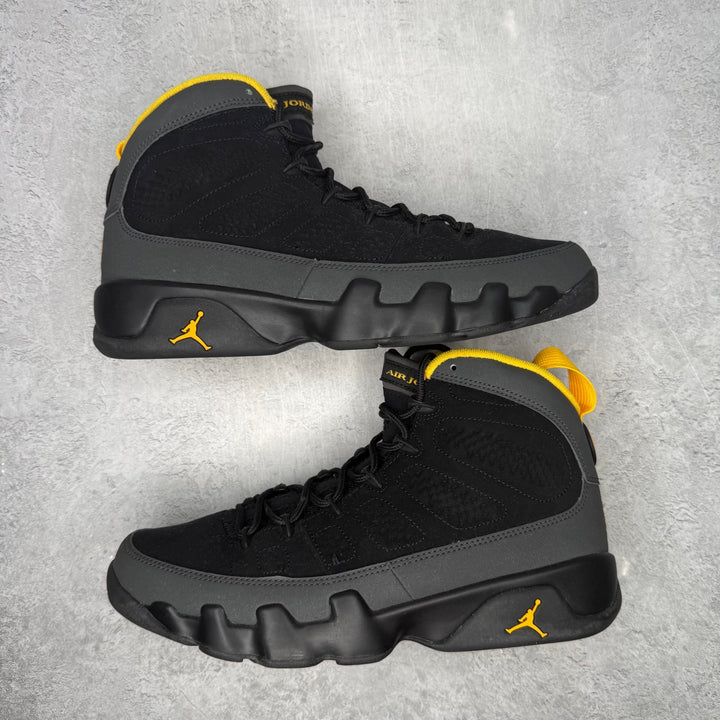 Jordan 9 Retro Dark Charcoal University Gold *pre-owned* SIZE 8.5 - Kicks Collective PA - Jordan - CT8019-070 - Men's Shoes - 8.5M/10W - Pre-Owned - No Box