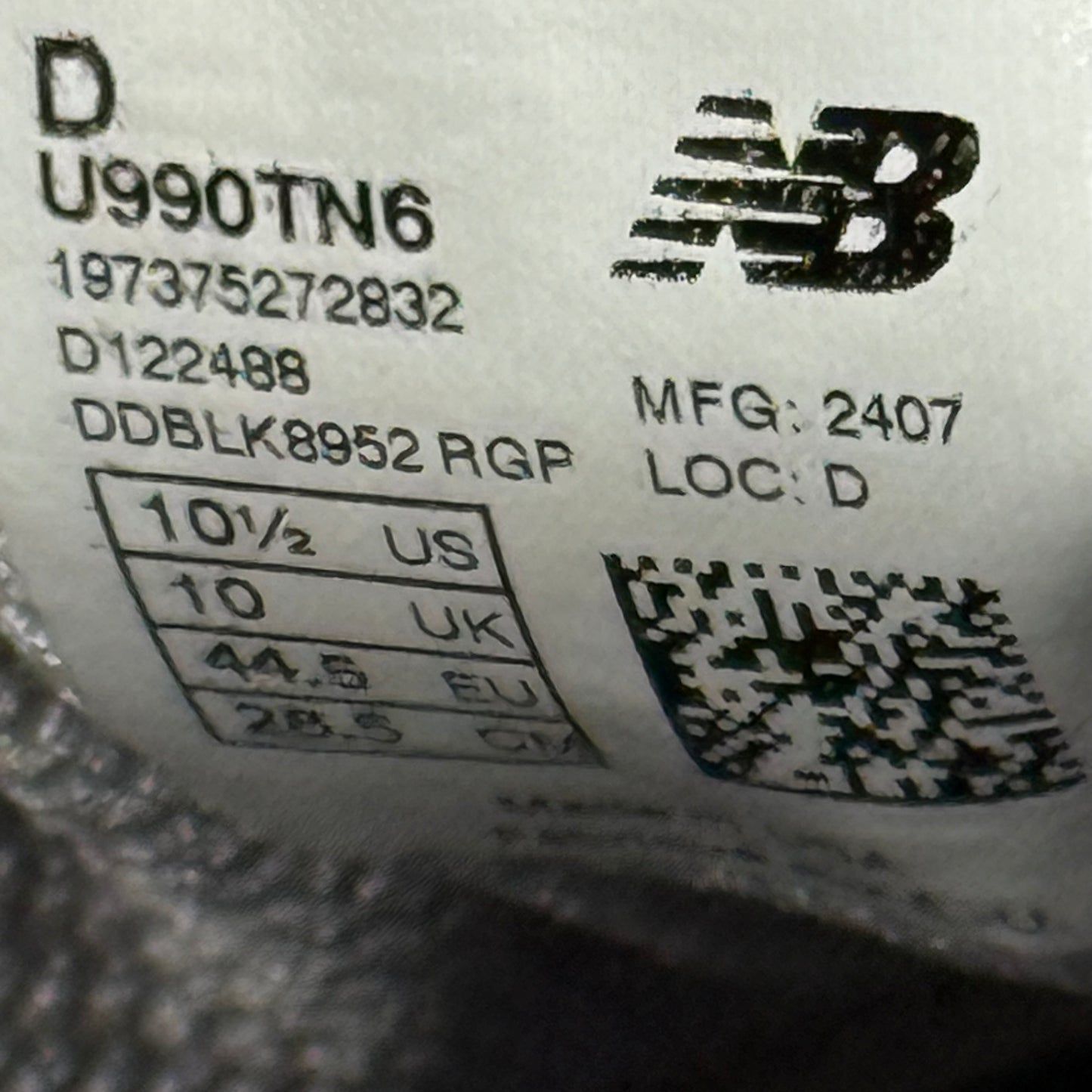 New Balance 990v6 MiUSA Workwear Grey *pre-owned* SIZE 10.5