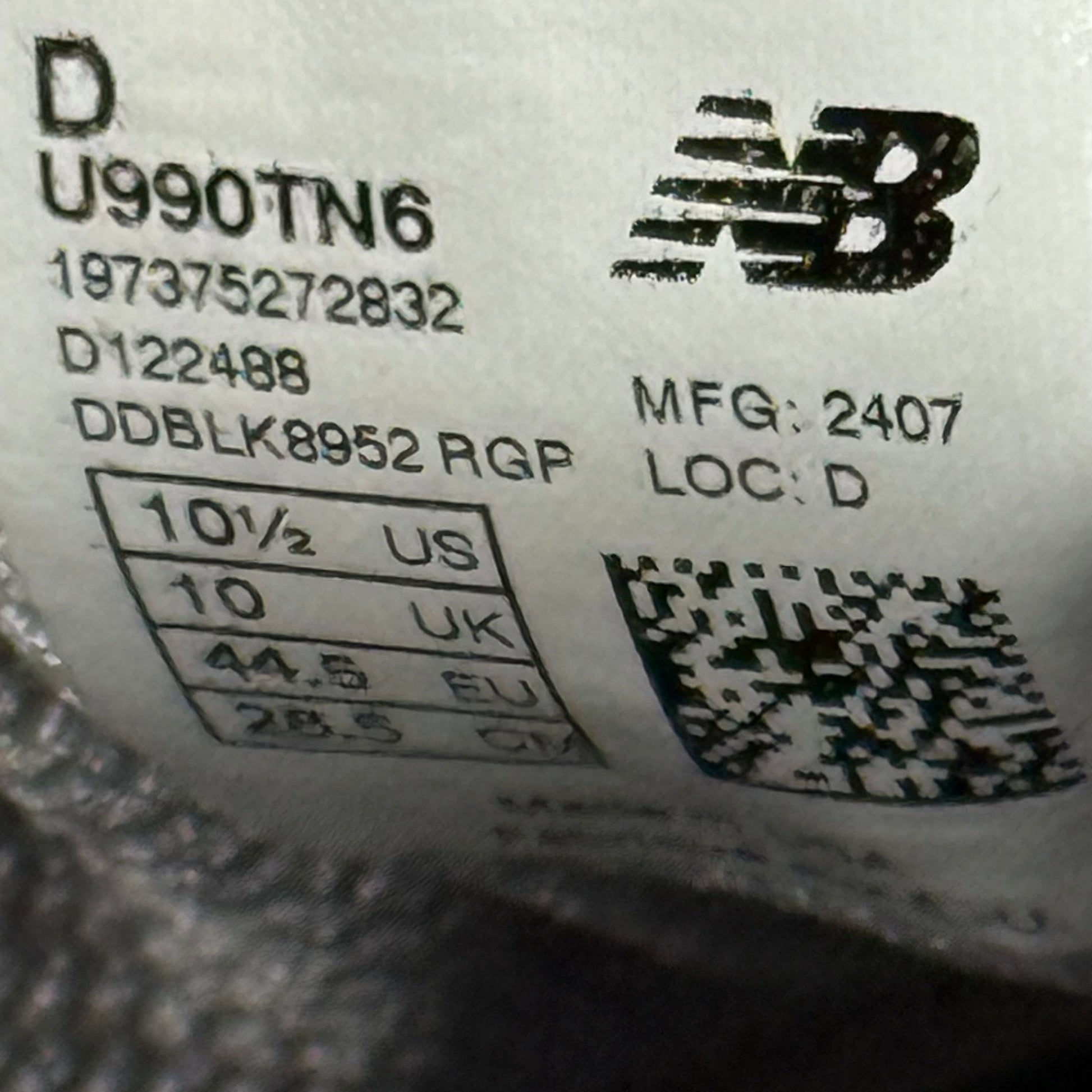 New Balance 990v6 MiUSA Workwear Grey *pre-owned* SIZE 10.5