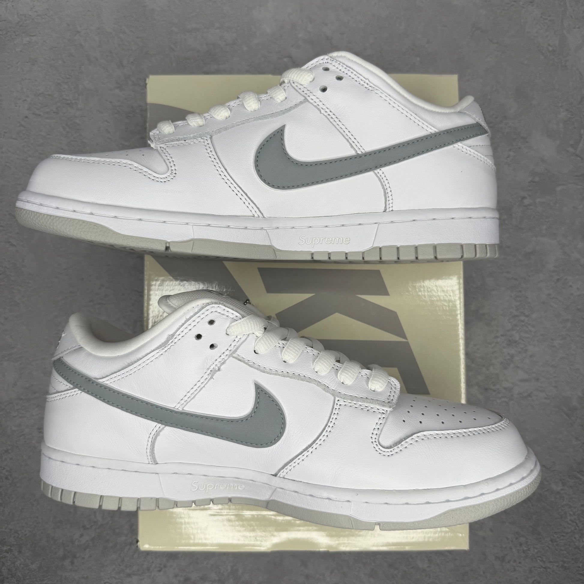 Nike SB Dunk Low Supreme 94 White Metallic Silver