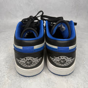 Jordan 1 Low Black Game Royal Metallic Platinum *pre-owned* SIZE 9.5