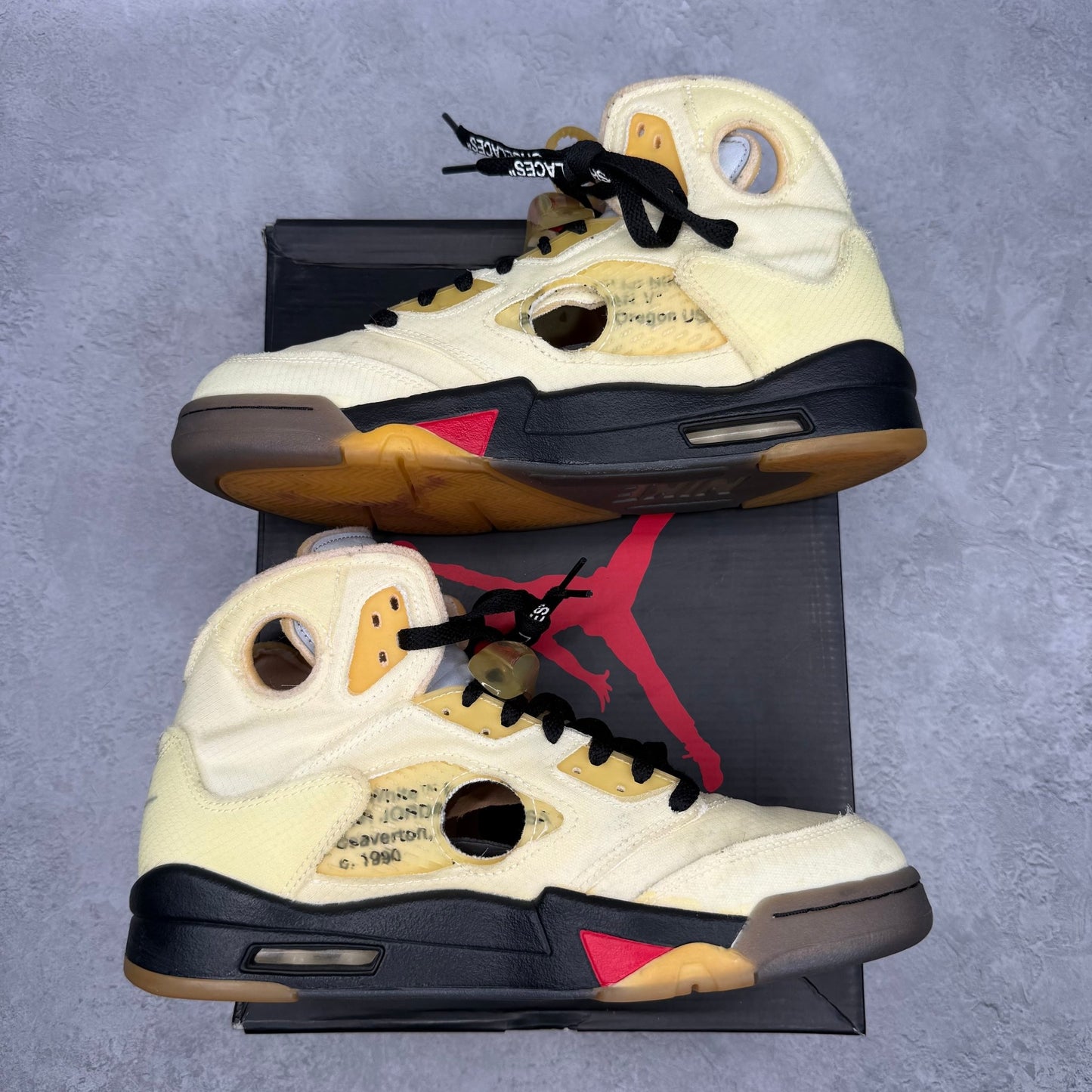 Jordan 5 Retro Off - White Sail *pre - owned* HOLES CUT OUT SIZE 8.5 - Kicks Collective PA - Jordan - DH8565-100 - Men's Shoes - 8.5M/10W - Pre - Owned